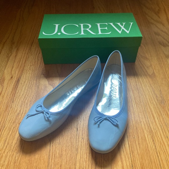 J. Crew Shoes Jcrew Patent Leather Zoe Ballet Flat Icy Blue 95